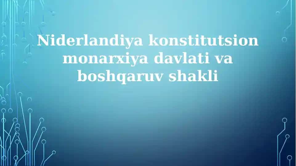 Niderlandiyakonstitutsionmonarxiyadavlativaboshqaruvshakli