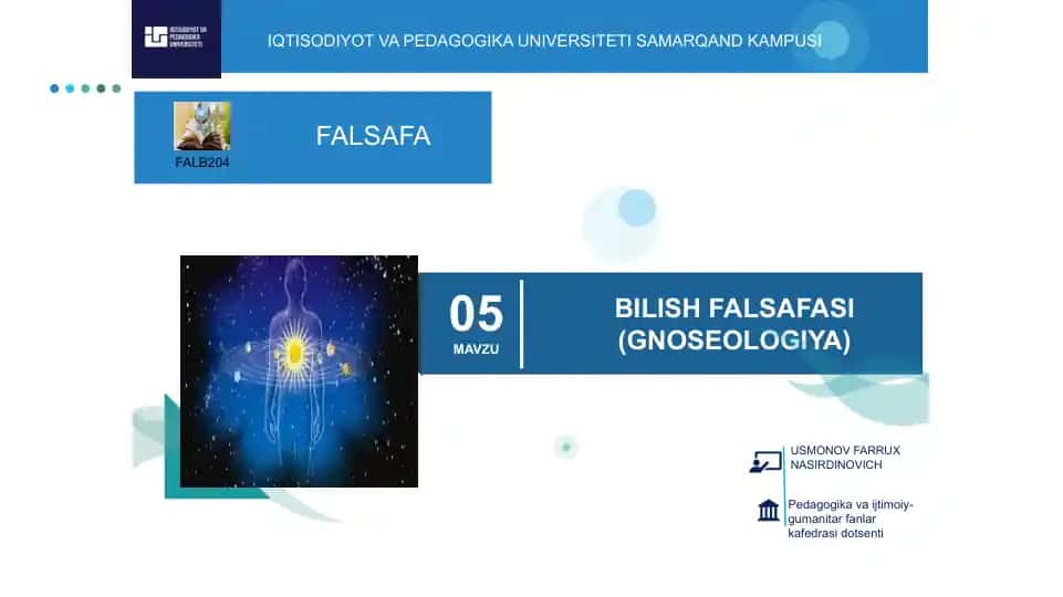 BILISH FALSAFASI (GNOSEOLOGIYA)