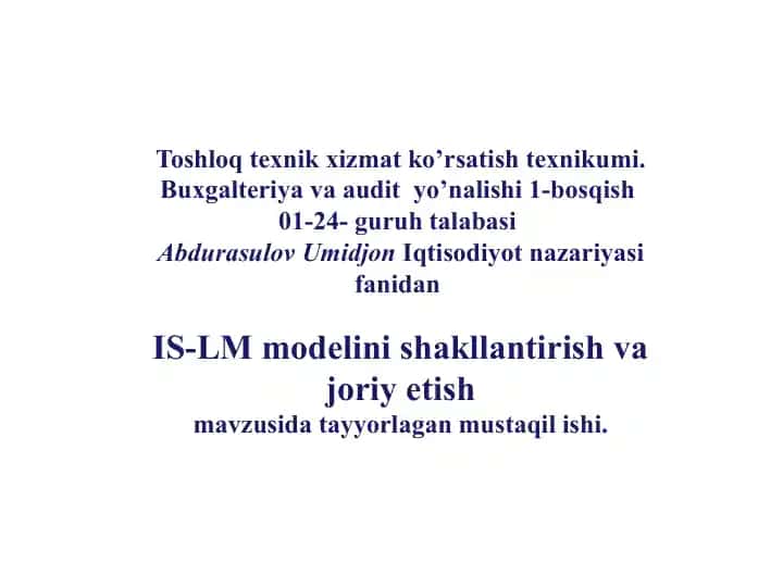 IS-LM modeli tavsiri