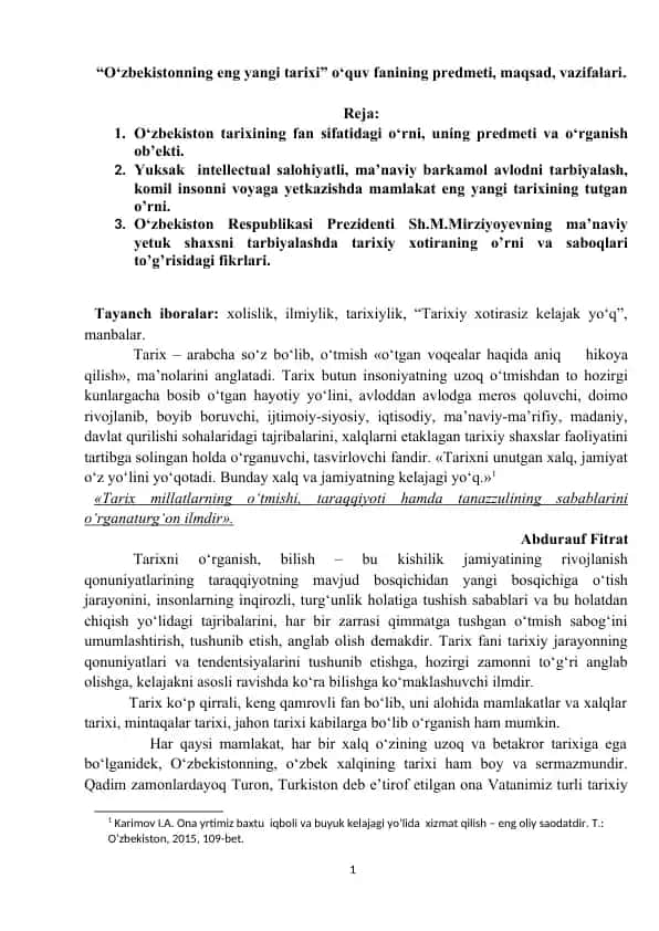 O‘zbekistonning eng yangi tarixi
