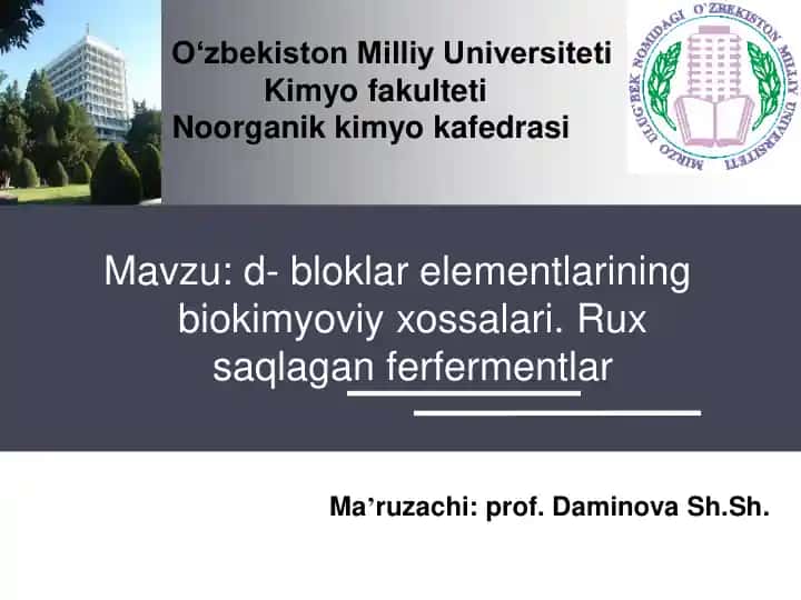 d-blok elementlari biokimyoviy xossalari