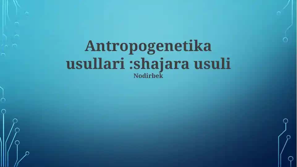 Antropogenetika usullari: shajara usuli