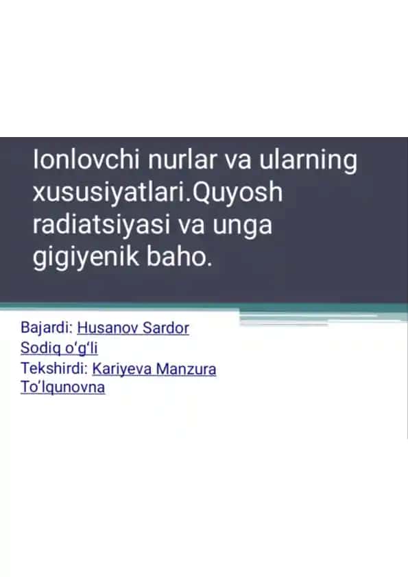 Lonlovchi nurlar va ularning xususiyatlari