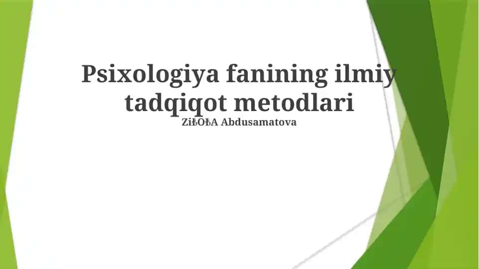 Psixologiya fanining ilmiy tadqiqot metodlari