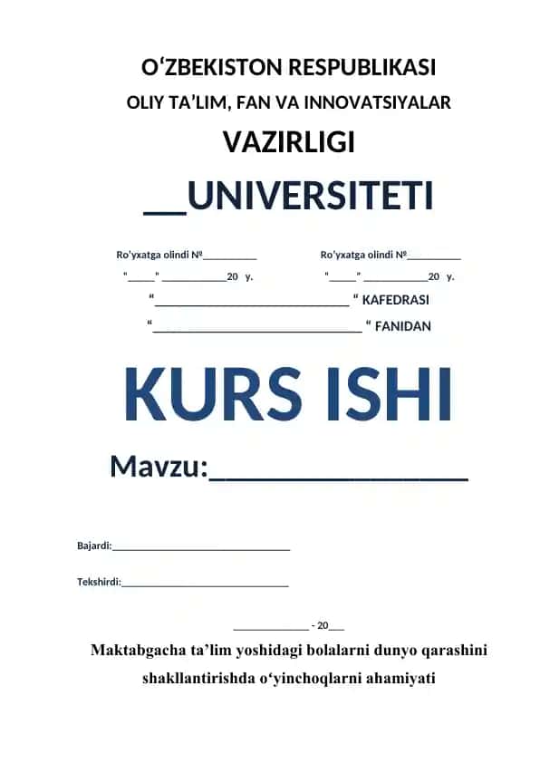 Maktabgacha ta’lim yoshidagi bolalarni dunyo qarashini shakllantirishda oʻyinchoqlarni ahamiyati