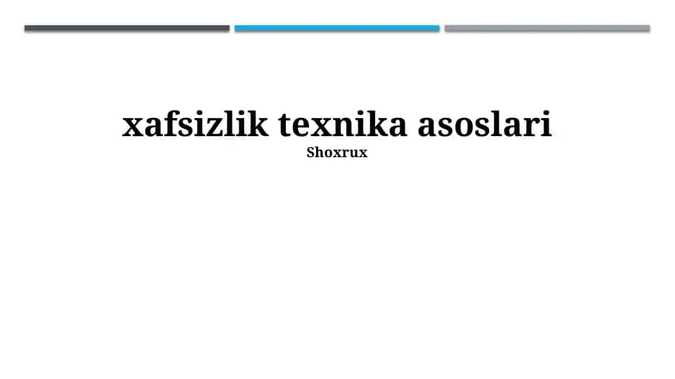 Xavfsizlik texnikasi va jihozlari