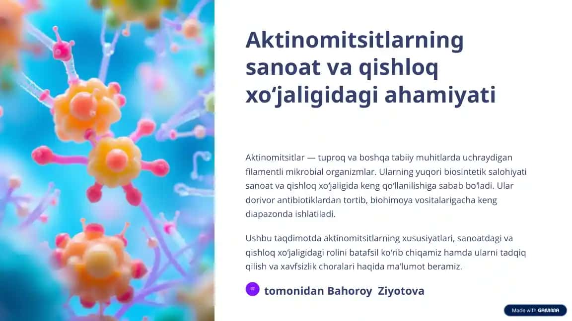 Aktinomitsitlarning sanoat va qishloq xoʻjaligidagi ahamiyati