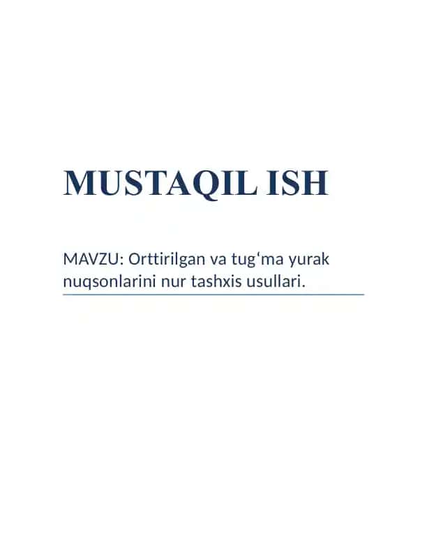 Yurak nuqsonlarini tashxislashda nur tashxis usullari