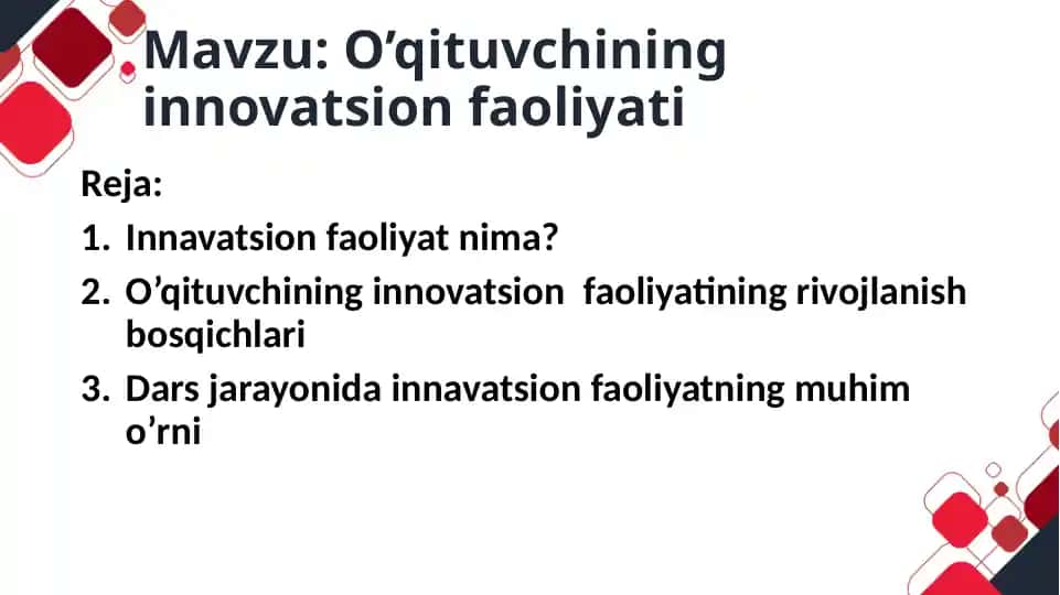 O’qituvchining innovatsion faoliyati