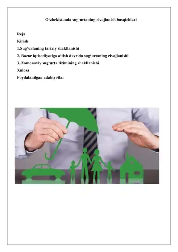 O‘zbekistonda sug‘urtaning rivojlanish bosqichlari