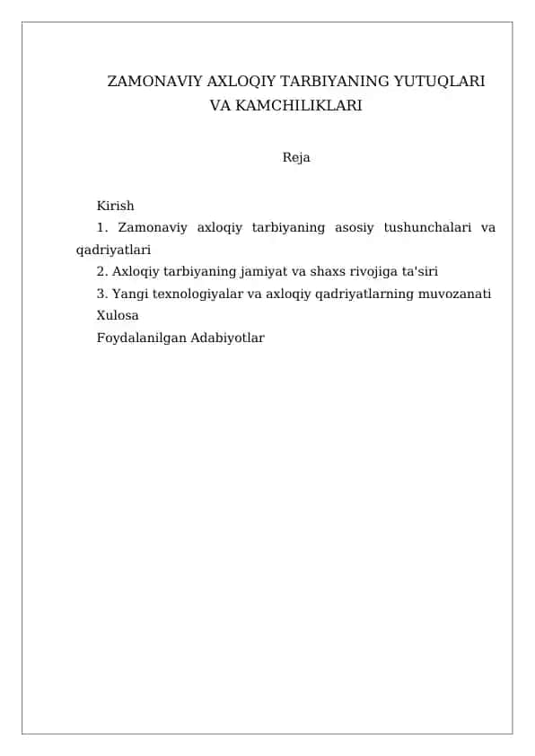 Zamonaviy Axloqiy Tarbiya