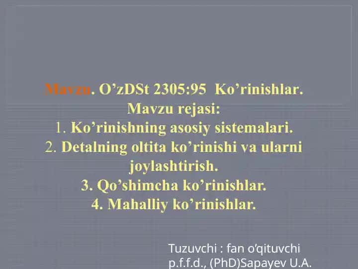 O’zDSt 2305:95 Ko’rinishlar