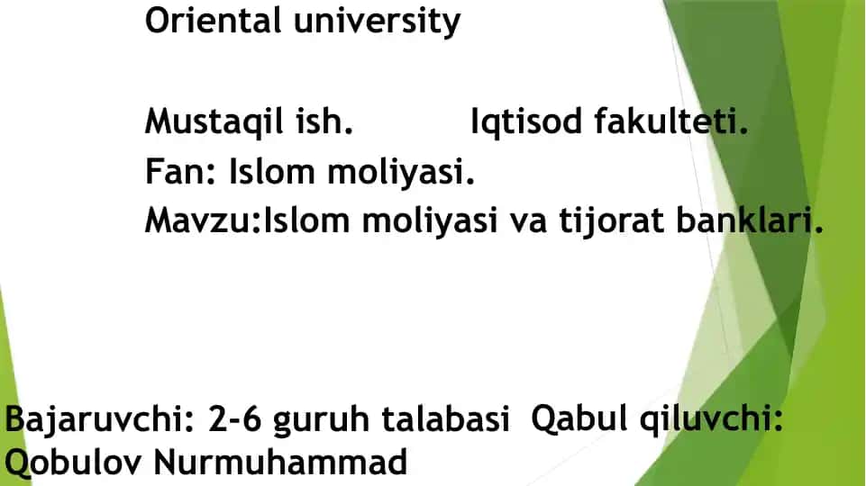 Islom moliyasi va tijorat banklari