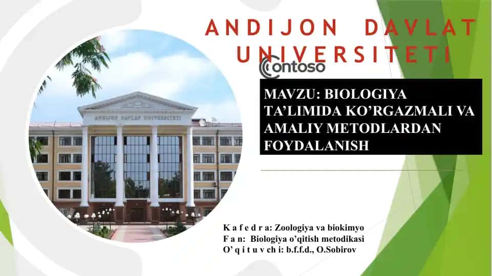 Biologiya ta’limida ko’rgazmali va amaliy metodlardan foydalanish