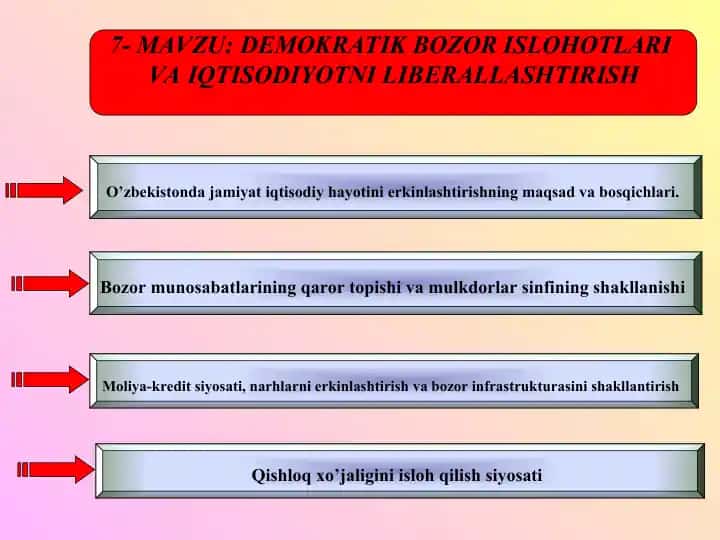 Demokratik bozor islohotlari va iqtisodiyotni liberallashtirish