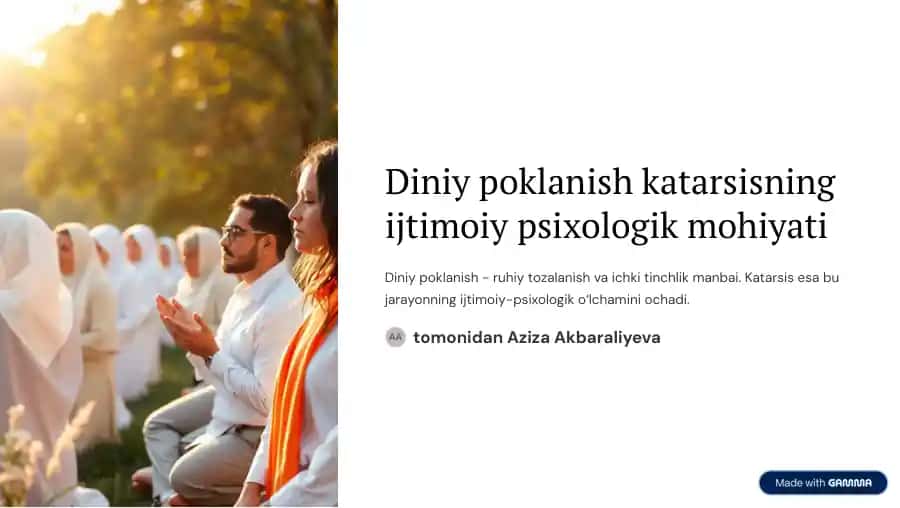 Diniy poklanish katarsisning ijtimoiy-psixologik mohiyati