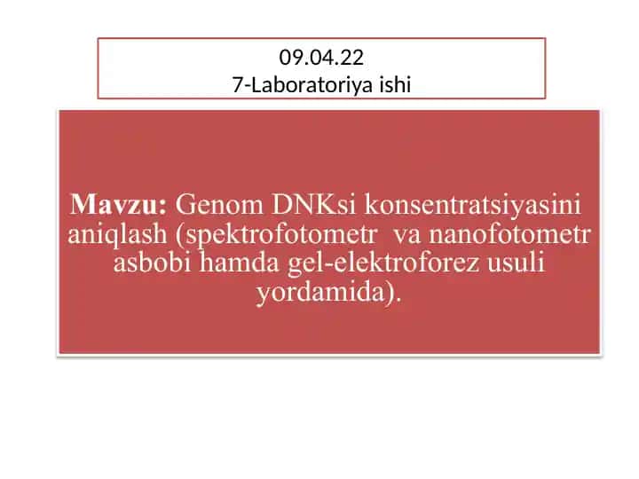 Genom DNK Sikonsentratsiyasini aniqlash