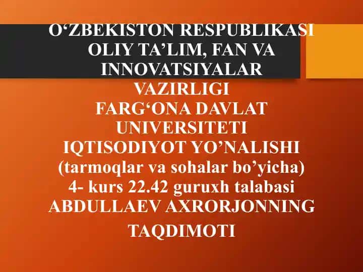 O'zbekistonda investitsiya faoliyati