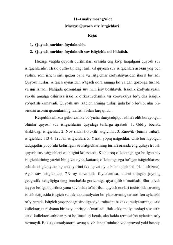 Quyosh suv isitgichlari