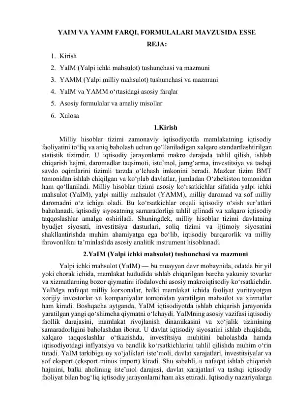 Yalpi ichki mahsulot (YaIM)