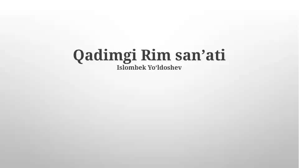 Qadimgi Rim sanʼati