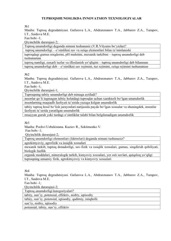 TuProqshunoslikda Innovatsion Texnologiyalar