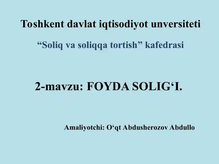Foyda Solig‘i