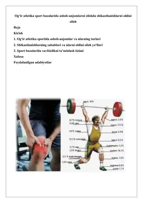 Og‘ir atletika - asbob-anjomlar va ularning turlari