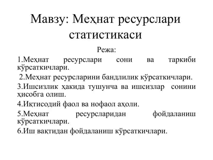 Mehnat resurslari statistikasi