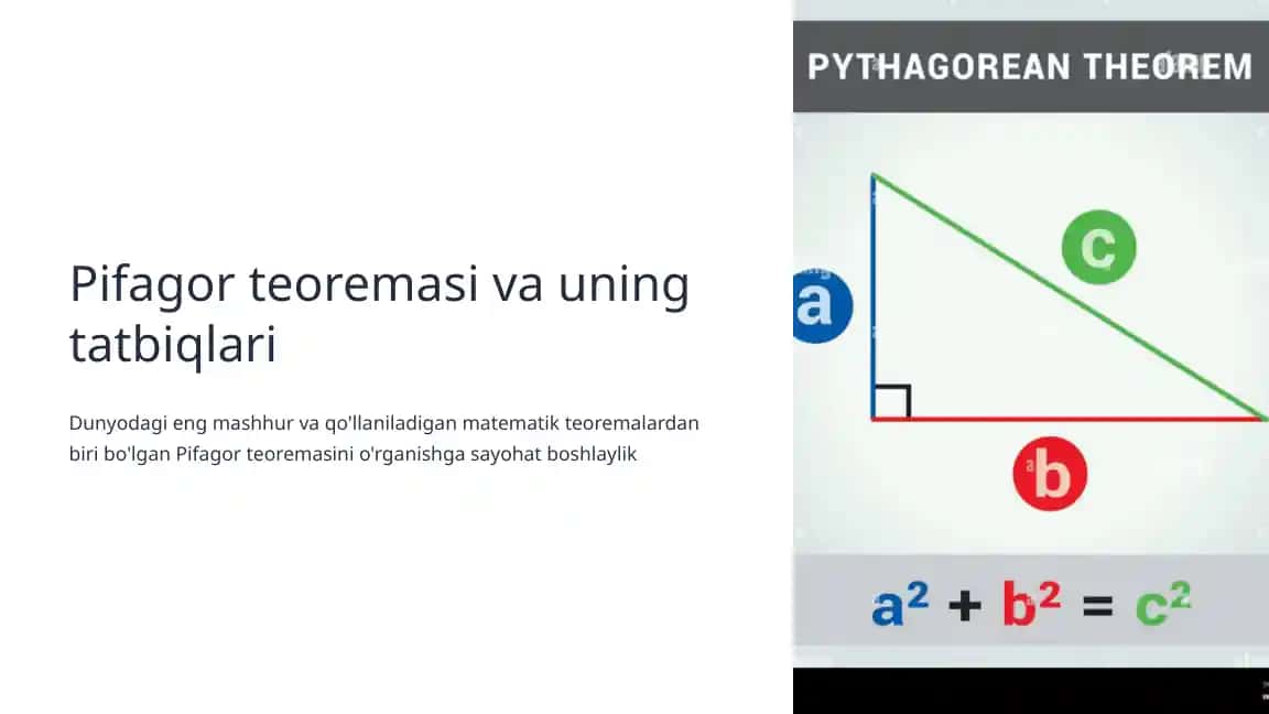 Pifagor teoremasi va uning tatbiqlari