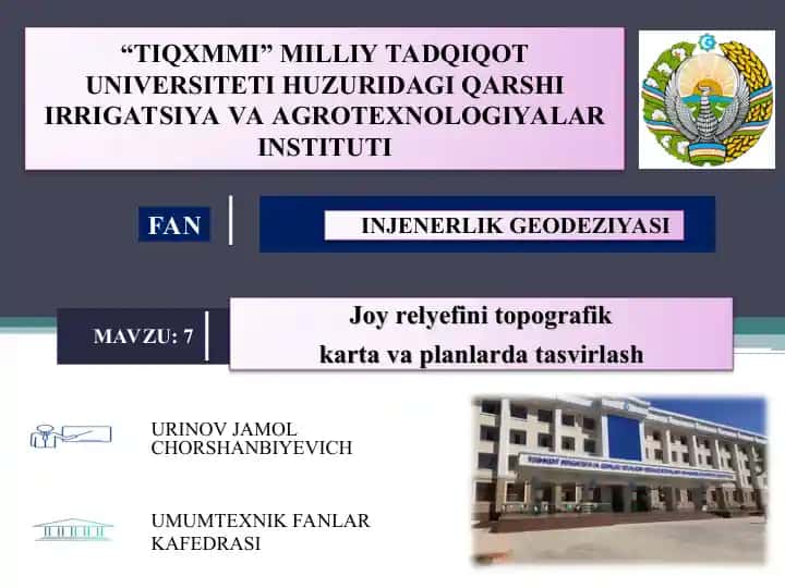 Joy relyefini topografik karta va planlarda tasvirlash
