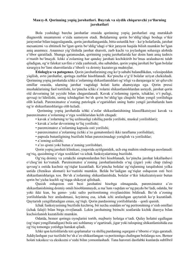 Qorinning yopiq jarohatlari