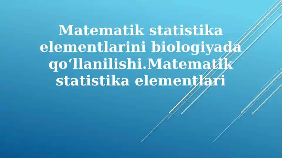 Matematik statistika biologiyada