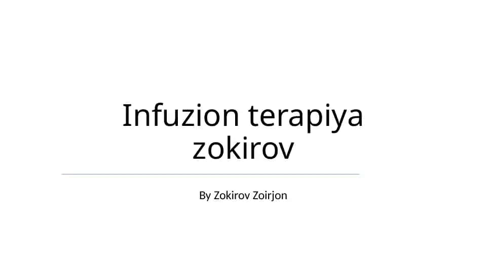 Infuziya terapiyasi