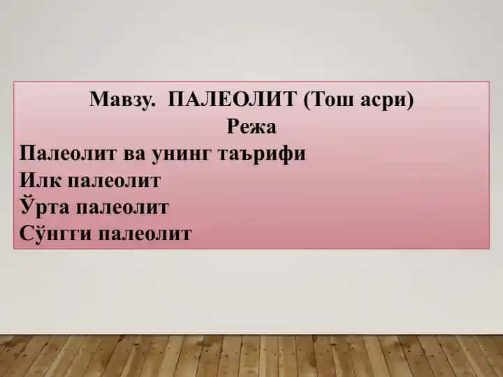 Палеолит (Тош асри)
