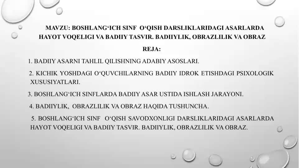 Badiiy asarlarda hayot voqeligi va badiiy tasvir