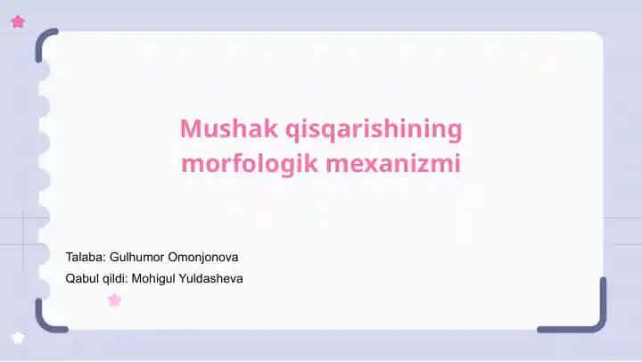 Mushak qisqarishining morfologik mexanizmi