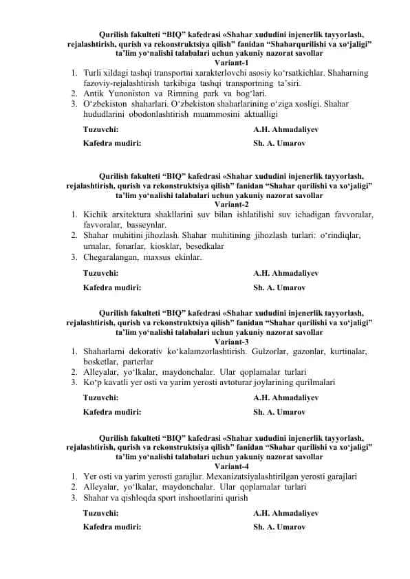 Shahar xududini injenerlik tayyorlash