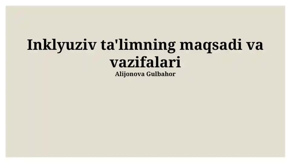 Inklyuziv ta'limning vazifalari