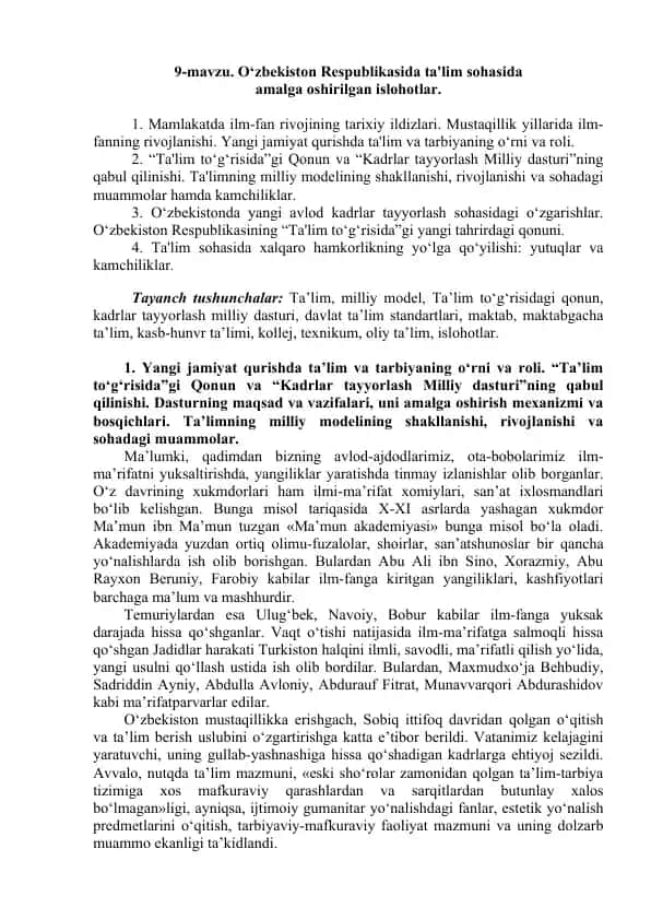 Tarbiya va Ta'limning Rol va Maqsadi