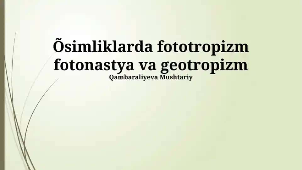 Øsimliklarda Fototropizm, Fotonastiya va Geotropizm
