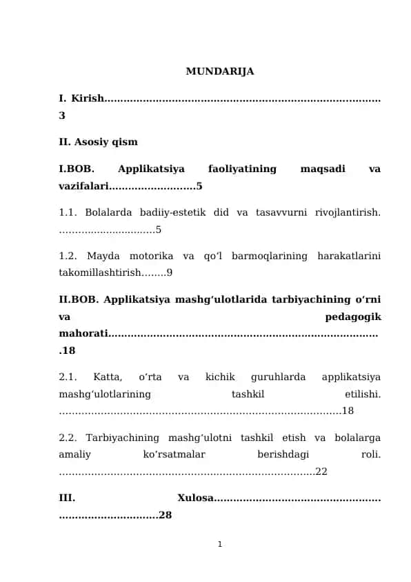 Applikatsiya mashg‘ulotlari