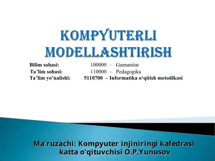 Kompyuterli Modellashtirish