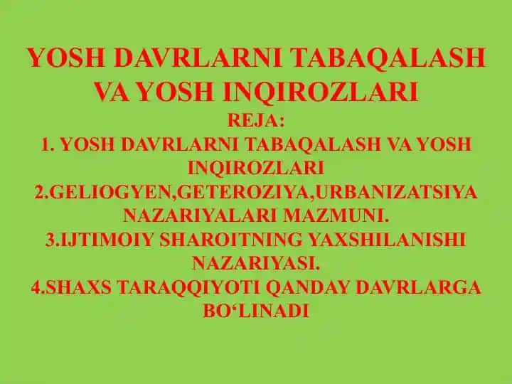 Yosh davrlarni tabaqalash va yosh inqirozlari