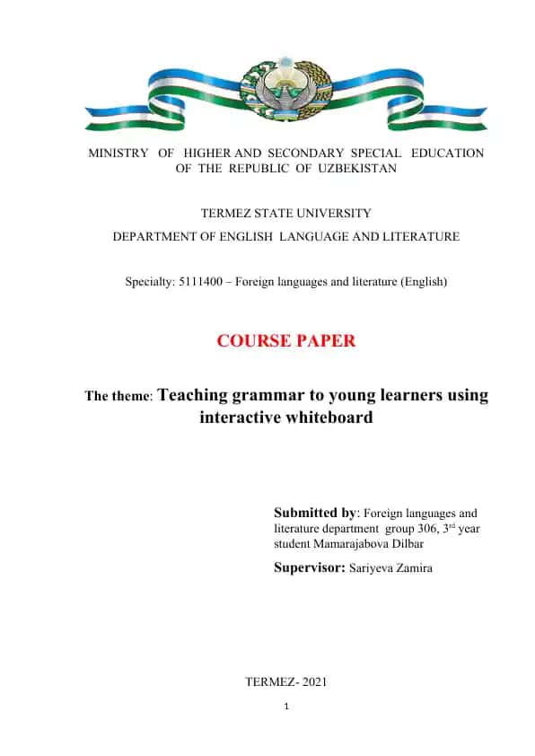 Teaching grammar to young learners using interactive whiteboard