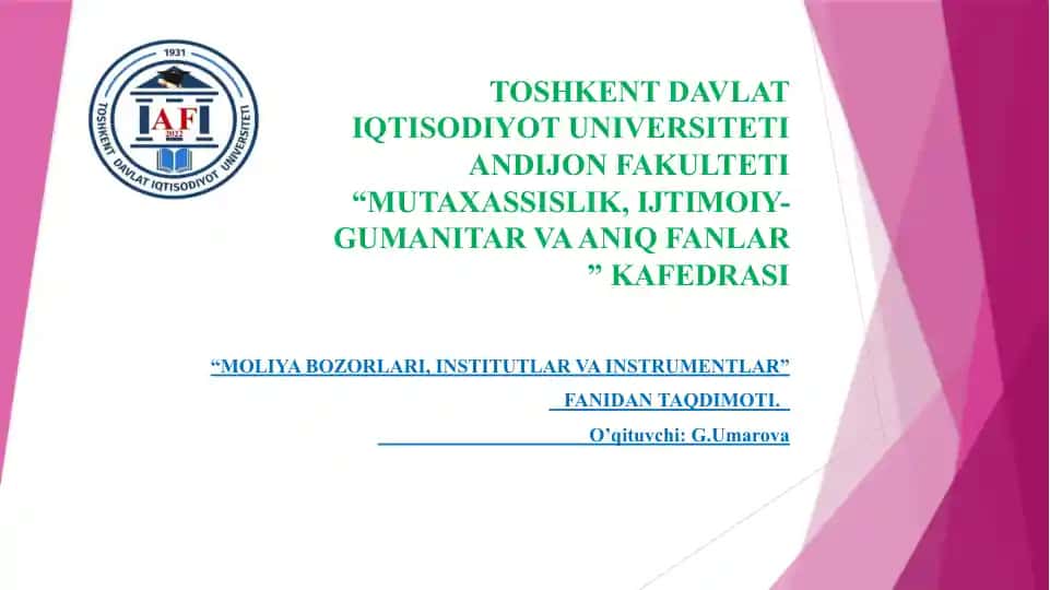 Davlat va xalqaro qimmatli qog‘ozlar turlari
