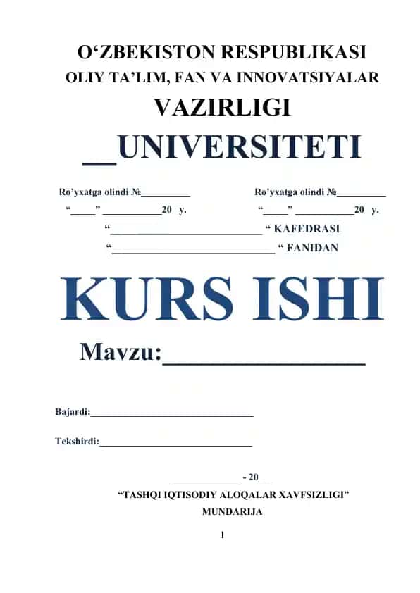 Tashqi Iqtisodiy Aloqalar Xavfsizligi (Kurs ishi)
