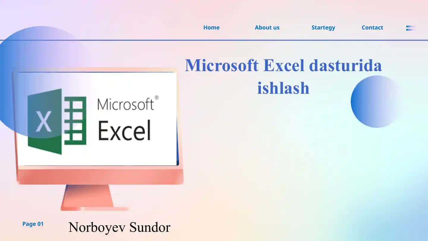 Excel dasturida ishlash