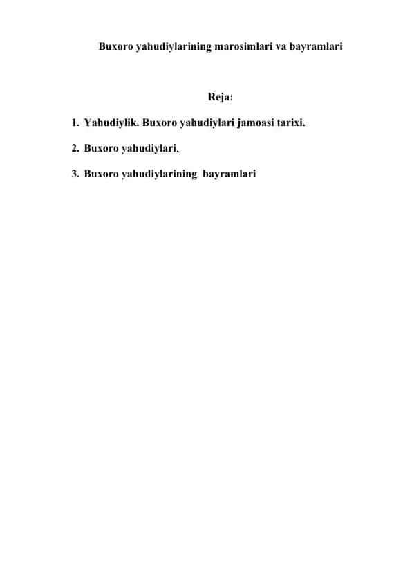 Buxoro yahudiylarining marosimlari va bayramlari