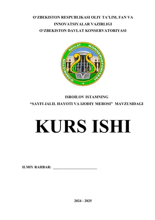 "Sayfi Jalilning Hayoti va Ijodiy Merosi" kurs ishi